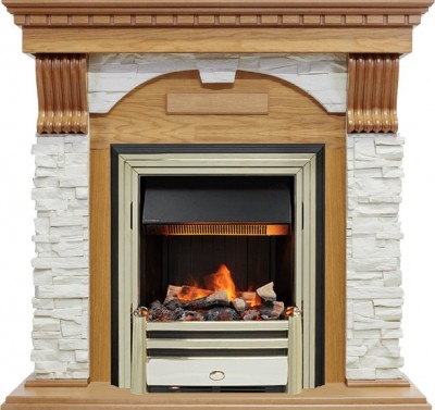 Каминокомплект Dimplex Dublin - Дуб / Сланец белый с очагом Cavendish