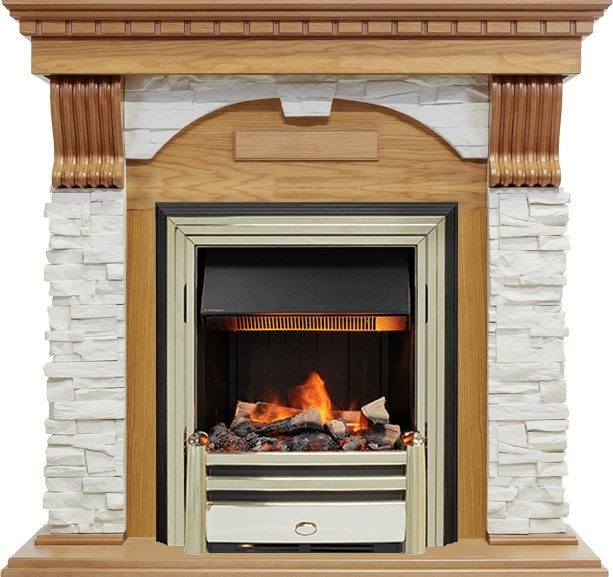 Каминокомплект Dimplex Dublin - Дуб / Сланец белый с очагом Cavendish