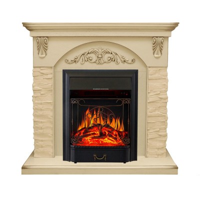 Каминокомплект Royal Flame Bern Сланец крупный бежевый / Алебастр патина с очагом Majestic FX Black