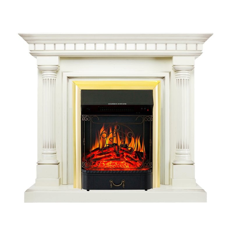 Каминокомплект Royal Flame Dallas - Слоновая кость с патиной с очагом Majestic FX Brass