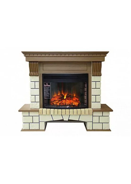 Портал электрокамина Royal Flame Pierre Luxe Dioramic 25 FX камень белый/дуб