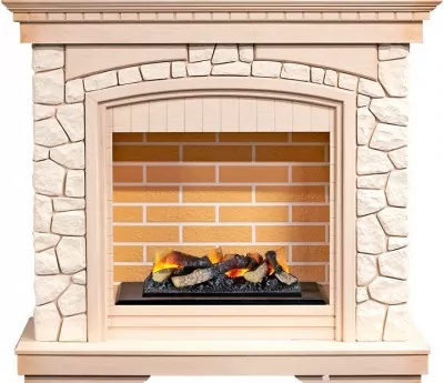 Каминокомплект Dimplex Glasgow - Слоновая кость /Белый с очагом Cassette 400 LNH-INT (с дровами)