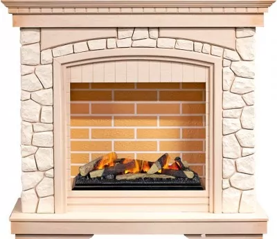 Каминокомплект Dimplex Glasgow - Слоновая кость /Белый с очагом Cassette 600 LNH-INT (с дровами)