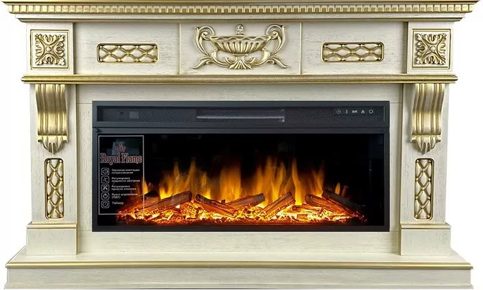 Каминокомплект Royal Flame Corsica - Слоновая кость с патиной 1500 мм с очагом Vision 42 LOG LED