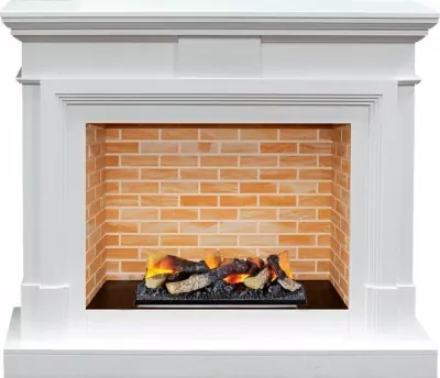 Каминокомплект Dimplex Coventry - Белый / Кирпич  с очагом Cassette 400 LNH-INT (с дровами)