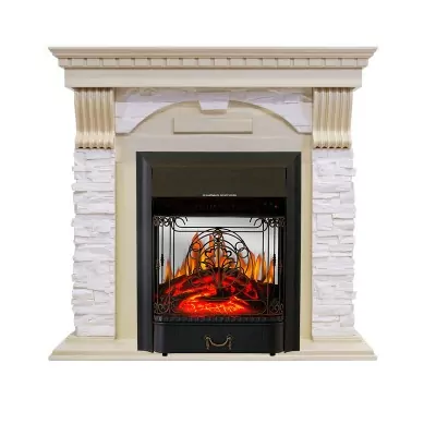 Каминокомплект Royal Flame Dublin - Слоновая кость с патиной / Сланец крем очаг Majestic FX M Black