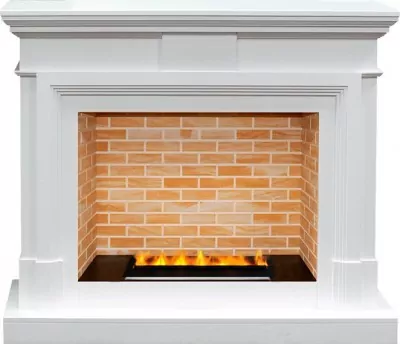Каминокомплект Dimplex Coventry - Белый / Кирпич  с очагом Cassette 400 LNH-INT PS (без дров)