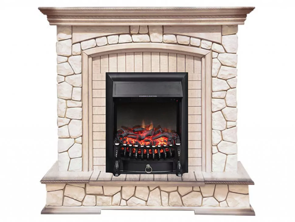 Портал электрокамина Royal Flame Preston под классические очаги камень/слоновая кость с патиной