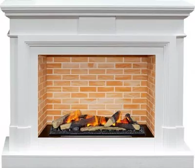 Каминокомплект Dimplex Coventry - Белый / Кирпич  с очагом Cassette 600 LNH-INT (с дровами)
