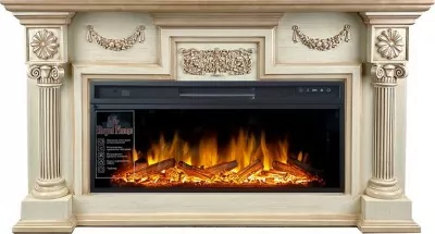 Каминокомплект Royal Flame London - Слоновая кость с патиной 1490 мм  с очагом Vision 42 LOG LED