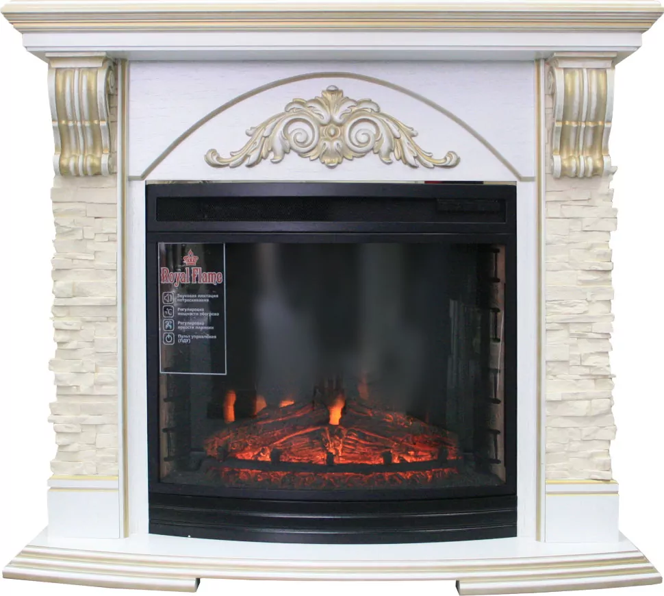 Портал электрокамина Royal Flame Rimini - Слоновая кость с патиной