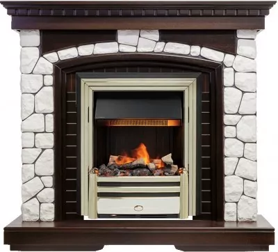 Каминокомплект Dimplex Glasgow - Темный дуб / Белый с очагом Cavendish