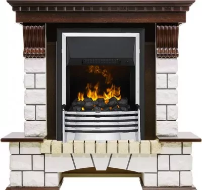 Каминокомплект Dimplex Pierre Luxe угловой - Темный дуб / Белый с очагом Flagstaff