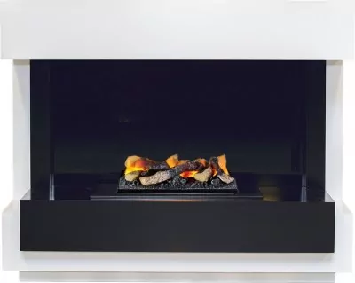 Каминокомплект Dimplex Cube - Белый с черным с очагом Cassette 400 LNH-INT (с дровами)