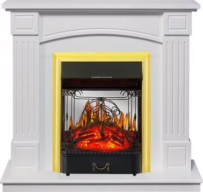 Каминокомплект Royal Flame Boston - Белый (Высота 925см) с очагом Majestic FX M Brass