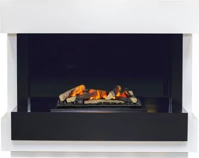 Каминокомплект Dimplex Cube - Белый с черным с очагом Cassette 600 LNH-INT (с дровами)