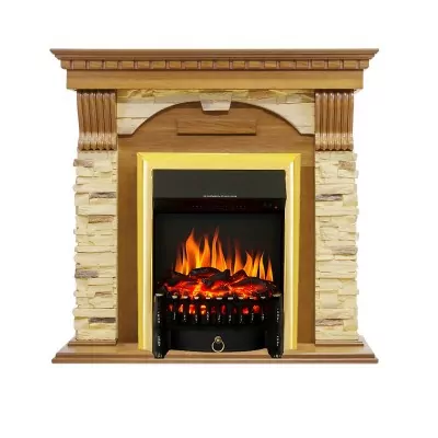 Каминокомплект Royal Flame Dublin -  Дуб / Сланец с очагом Fobos FX Brass