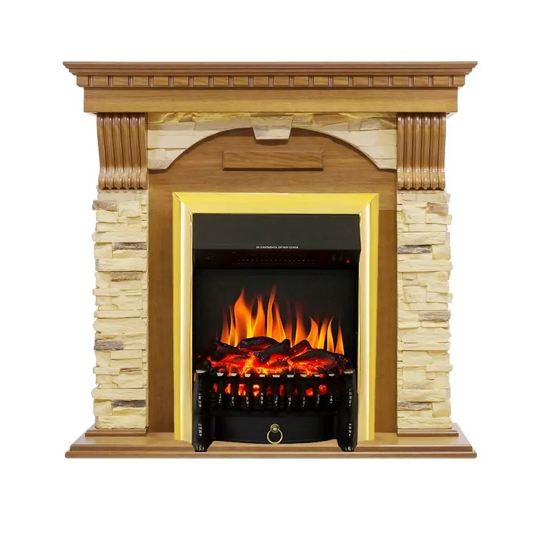 Каминокомплект Royal Flame Dublin -  Дуб / Сланец с очагом Fobos FX Brass