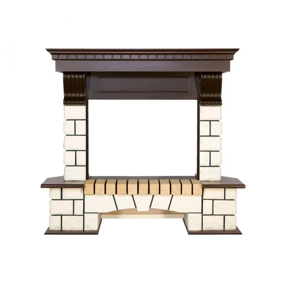 Портал электрокамина Royal Flame Pierre Luxe угловой - Белый / Темный дуб