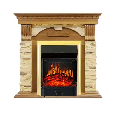 Каминокомплект Royal Flame Dublin -  Дуб / Сланец с очагом Majestic FX Brass