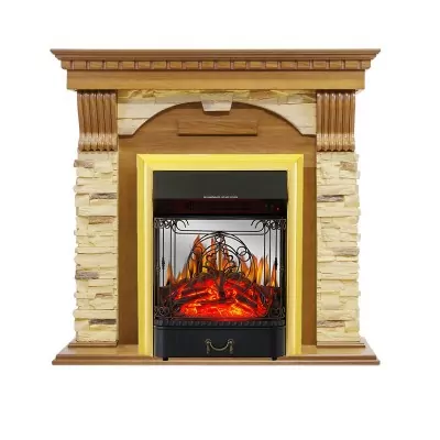 Каминокомплект Royal Flame Dublin -  Дуб / Сланец с очагом Majestic FX M Brass
