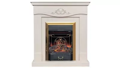 Камин электрический RealFlame JUNONA WT с очагом Majestic Lux Brass