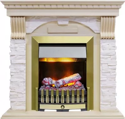 Каминокомплект Dimplex Dublin - Слоновая кость / Сланец крем с очагом Danville Antique Brass FB2