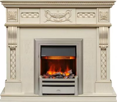 Каминокомплект Dimplex Corsica - Слоновая кость с патиной с очагом Chesford