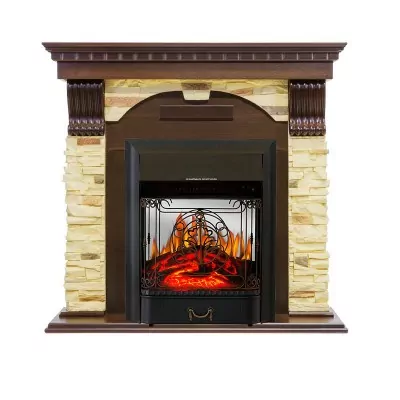 Каминокомплект Royal Flame Dublin - Темный дуб / Сланец с очагом Majestic FX M Black