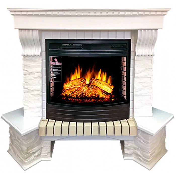 Портал электрокамина Royal Flame Pierre Luxe Dioramic 25 FX сланец белый/белый