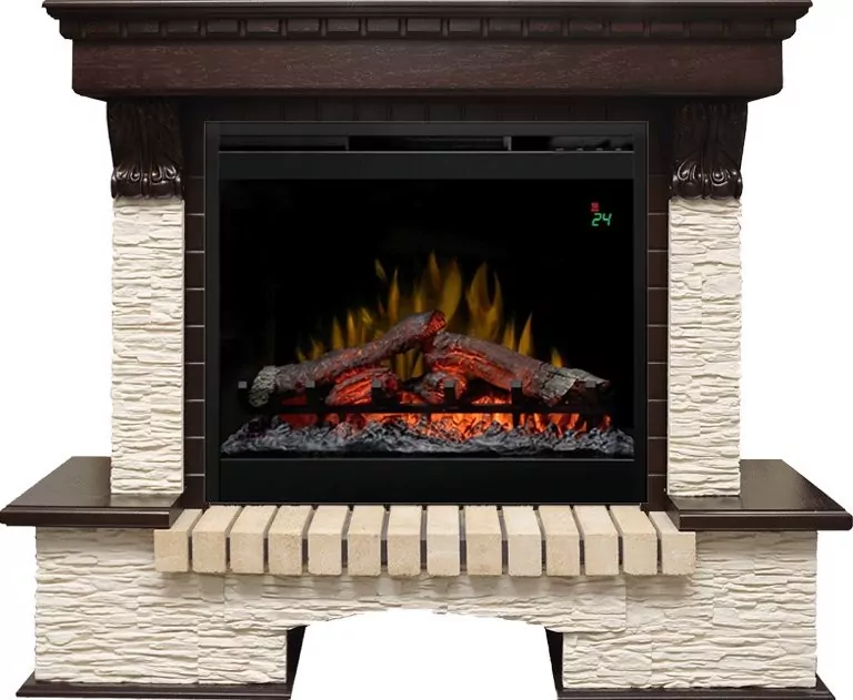 Каминокомплект Dimplex Pierre Luxe угловой - Темный дуб / Сланец мелкий с очагом Symphony 26'' DF2624-L