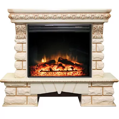 Портал Royal Flame Pierre Luxe LORD - Слоновая кость / Белый