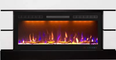 Каминокомплект Royal Flame Modern - Белый с черным (Глубина 300 мм) с очагом Crystal 40 RF