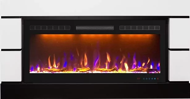 Каминокомплект Royal Flame Modern - Белый с черным (Глубина 300 мм) с очагом Crystal 40 RF