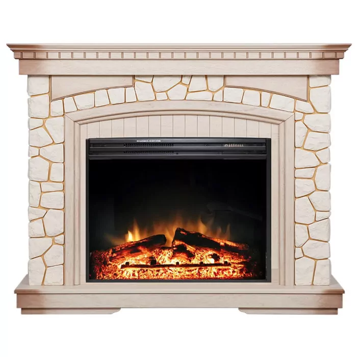 Портал электрокамина Royal Flame Glasgow - Слоновая кость с патиной