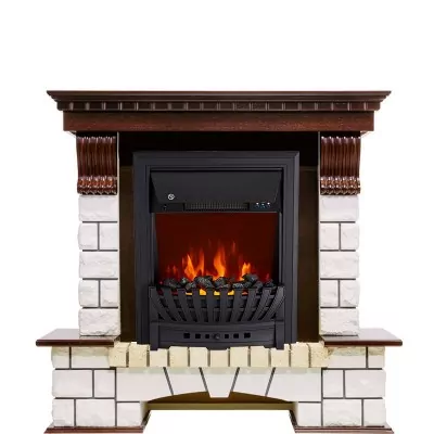 Каминокомплект Royal Flame Pierre Luxe - Темный дуб / Белый с очагом Aspen Black