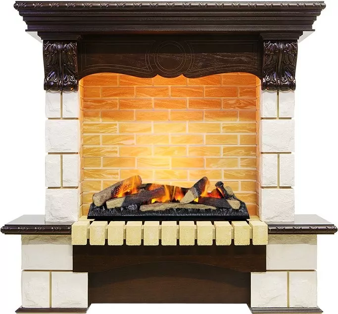 Каминокомплект Dimplex Pierre Luxe угловой - Темный дуб / Шампань h=1035 Cassette 600 LNH-INT дрова