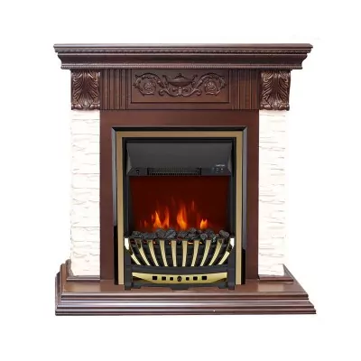 Каминокомплект Royal Flame Luxemburg (каменный) - Сланец/Темный дуб с очагом Aspen Gold