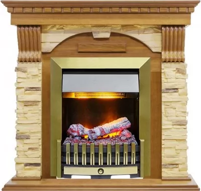 Каминокомплект Dimplex Dublin -  Дуб / Сланец с очагом Danville Antique Brass FB2
