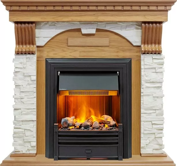 Каминокомплект Dimplex Dublin - Дуб / Сланец белый с очагом Brookline Black