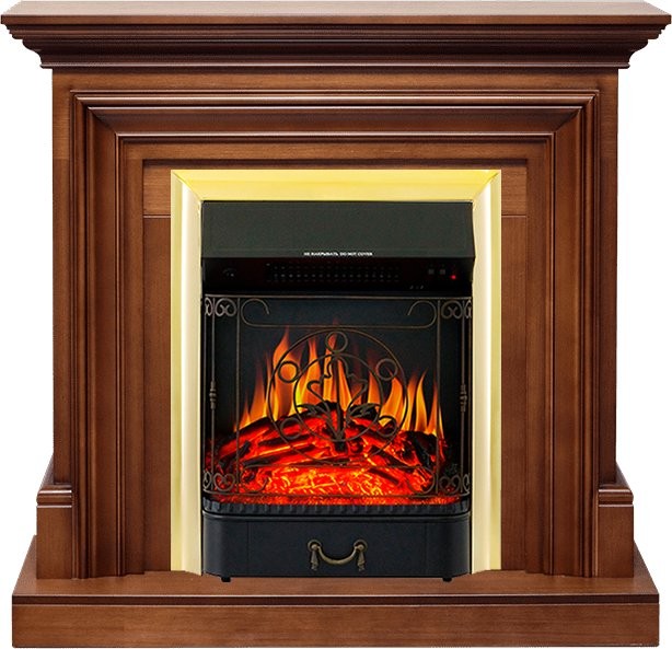 Каминокомплект Royal Flame Bradford - Орех с очагом Majestic FX Brass