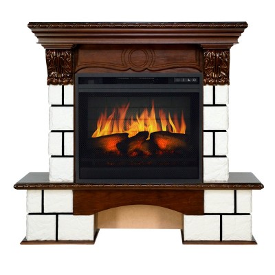 Каминокомплект Royal Flame Pierre Luxe - Белый / Темный дуб с очагом Vision 23 EF LED 3D FX