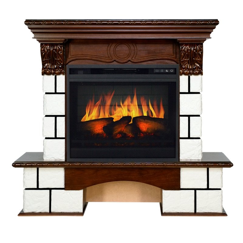 Каминокомплект Royal Flame Pierre Luxe - Белый / Темный дуб с очагом Vision 23 EF LED 3D FX
