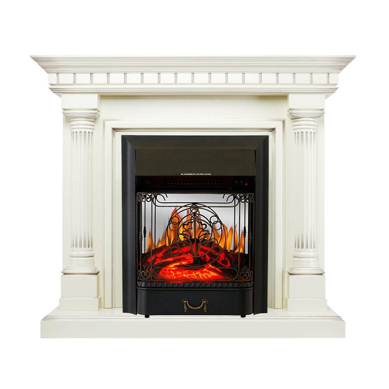 Каминокомплект Royal Flame Dallas - Слоновая кость с патиной с очагом Majestic FX M Black
