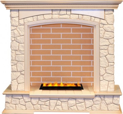 Каминокомплект Dimplex Preston - Слоновая кость / Кирпич с очагом Cassette 400 LNH-INT PS (без дров)