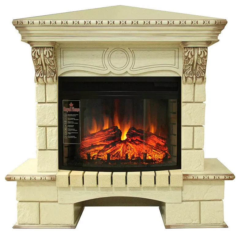 Портал электрокамина Royal Flame Pierre Luxe Dioramic 25 FX шампань/слоновая кость с патиной