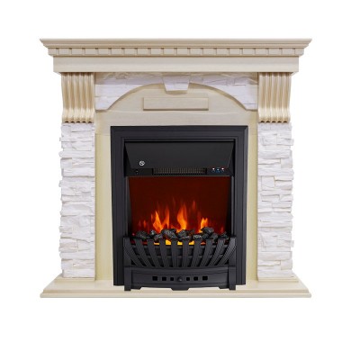 Каминокомплект Royal Flame Dublin - Слоновая кость с патиной / Сланец крем с очагом Aspen Black