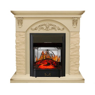 Каминокомплект Royal Flame Bern Сланец крупный бежевый / Алебастр патина очаг Majestic FX M Black