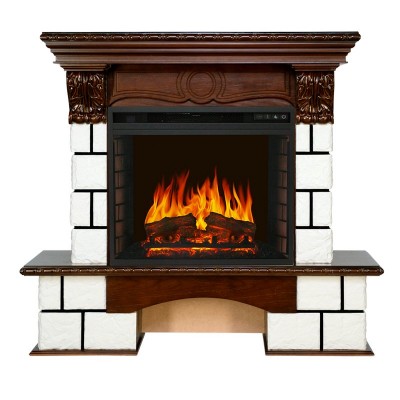 Каминокомплект Royal Flame Pierre Luxe - Белый / Темный дуб с очагом Vision 23 EF LED FX