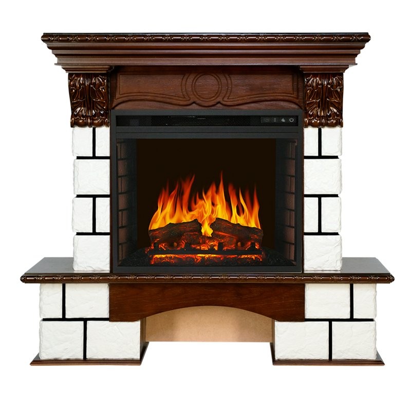 Каминокомплект Royal Flame Pierre Luxe - Белый / Темный дуб с очагом Vision 23 EF LED FX